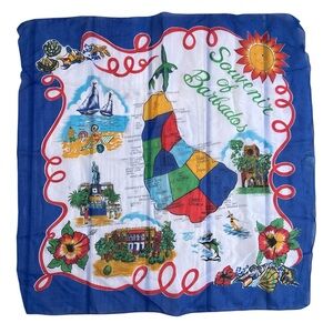 Souvenir Of Barbados Vintage Sheer Nylon Scarf Approx. 28 X 31